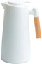 1L Large Insulated Coffee Pot Double-Layer Insulated Flask Insulated Flask Wooden Handle Teapot Water Bottle White