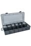 Sorting box for small parts, storage box with 12 compartments, 26 x 13.5 x 4.3 cm, black translucent