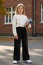Girl's Wide Leg Denim Jean Pants Back to School Comfortable Fit 100% Cotton Daily School Pants - 2