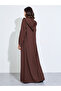 Brown Hooded Textured Open Front Abaya - 5