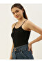 Black Knit Cotton Blend Fitted Cami - 2
