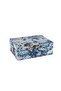 Navy Blue Floral Fabric Box with Gold Handles 30X22X11Cm