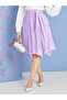 Asymmetric Hem Plisse Knee Length Skirt with Tie Waist