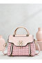 Pink Tweed Look Handbag with Swan Detail