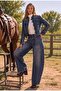 Women's Dark Denim 4W6-8 Belt Length Embroidery Detailed Design Napoleon Denim Jacket - 4