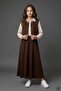 Brown Girl's Zero Sleeve Vest Shirt Collar Dress Set 24752 - 2