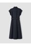 Özmarka New Season Navy Blue Belted Shirt Dress - 7