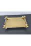 Figured, Metal-Handled, Stainless Steel Rectangular Tray Luxury Presentation Tray Light Gold-Silver - 5