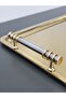 Figured, Metal-Handled, Stainless Steel Rectangular Tray Luxury Presentation Tray Light Gold-Silver - 3