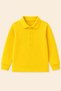 Children's Unisex Yellow Long Sleeve Polo Collar T-Shirt 100% Cotton Lakos Fabric - 3