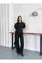 Women's Black Balloon Sleeve Asymmetrical Cut Set