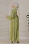 Bolero Detailed Defne Dress with Buckle Detail-Green - 4