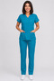 Women's V-Neck Bat Sleeve Biscuit, Mold Green, Turquoise Belinda Fabric Scrubs Set