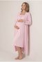 Women's Powder Lace Maternity Nightgown Set with Nursing Detail and Dressing Gown - 3