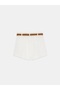 72761 Straw Belt Detailed Cotton Shorts-White - 7