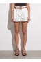 72761 Straw Belt Detailed Cotton Shorts-White - 4