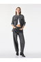 Cotton Belted Stitched Detail Comfortable Fit Straight Leg Denim Trousers - Ballon Jeans