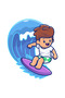 Surfing on the Wave Cartoon Character Printed Children's T-Shirt - 3