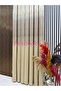 Platinum Cream Gold Detailed Panel Backdrop Curtain 1X3 Tight Pleat [Single Panel] Does Not Need Ironing, Suitable for Any Room - 4