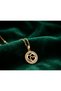 Women's Gold Color Steel Double Heart Figured Stone Framed Round Medallion Pendant with Zircon Stone - 5