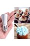 Cake piping tip set (3 pieces), stainless steel, suitable for dessert decoration, silver. - 3