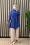 Icon Shirt Viscose Fabric Women's Blue Hidden Buttoned Hijab Comfortable Casual Shirt