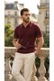 Men's Zigzag Textured Collared Short Sleeve Knitwear - 3