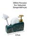 373 Emerald Green Marble Patterned Porcelain Liquid Soap Dispenser with Brush |   Gold Pumped - 2