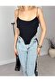 Women's Black Thin Strap Degaje Collar Draped Zippered Pointed Toe Crop Blouse - 4