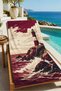Vintage Burgundy Lighthouse Storm Pattern 70X150 Beach Towel - Digital Printed Bath Towel - 5