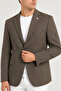 Men's Plaid Model Double Slit Single Jacket 6 Drop 72105-Brown