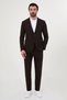 Straight Slim Fit Mono Collar Punto Stitched Men's Suit with Pocket Bag Dark Brown - 45479.26Y - 3