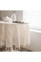 Round lace tablecloth - Crocheted tablecloth - Table decoration - Bohemian style - 150cm - Beige - 5