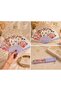 White Pink Rose and Butterfly Patterned Decorated Foldable Fabric Fan - 2