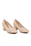 Women's Beige Knitted Patterned Heeled Oval Toe Classic Casual and Stylish Heeled Shoes 18386016 Z - 2