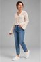 Women's V-Neck Openwork Knitwear Cardigan - Spanish Sleeve Crop Knit Jacket - 5