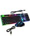 مجموعة لوحة مفاتيح وماوس للألعاب بإضاءة RGB، مزودة بإضاءة خلفية LED، سلكية USB، لون أسود