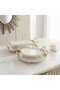 4 Piece Gold Porcelain Presentation Set – Decorative Serving Plate and Tray Set with Handles and Feet