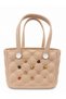 Women's Quilted Pattern Eva Material Water Resistant Large Tote Bag with Decorative Accessories - 4