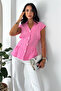 Women's Pleated Sleeveless Shirt Blouse - 2