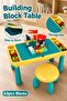 63pcs Pp Multifunction Building Blocks Activity Table Set Reversible Top Adjustable Height Storage B