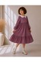 Embroidered Collar Muslin Midi Dress-Purple - 3