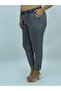 Plus Size Akar Fabric Mom Elastic High Waist Lace-Up Cuff Button Detailed Women's Trousers - 5