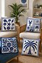 Indigo Blue Seafood Patterned 4-Piece Throw Pillow Cover Set - 2