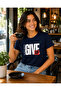 Never Give up Premium Unisex T-Shirt 100% Cotton Modern Navy Blue T-Shirt - 5