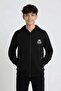 Black Boy's Cardigan with Text Detail and Zipper 24645 - 2