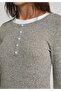 Slim Fit Deep Crew Neck Plain Women's Brown Long Sleeve T-Shirt - 4