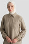 Mesh Detailed Tunic Dress Mink - 5