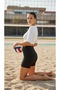 Women's Black High Waist Volleyball Ball and "Volleyball" Printed Sports Shorts / Biker Shorts - 2
