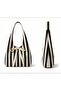 Black and White Striped Liquid Repellent Fabric Hobo Handbag, Cloth Bag, Fabric Bag - 3